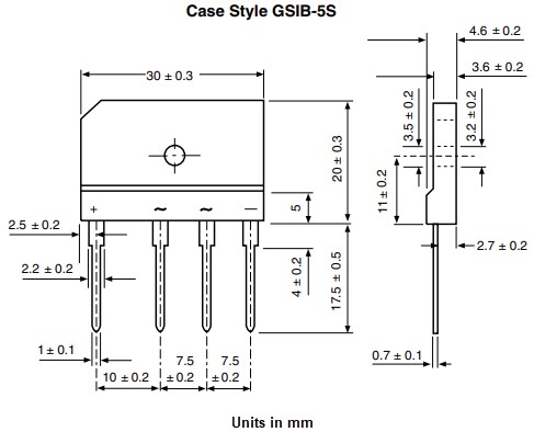 Mechanical Drawing - Vishay Semiconductors GSIB15Ax Bridge Rectifier